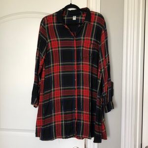 Plaid long sleeve shirt dress